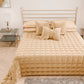 Courtepointe unie en velours or + Draps assortis et taie d'oreiller numérique