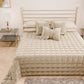 Courtepointe Unie en Velours Crème + Draps assortis et Taie d'oreiller Digitale