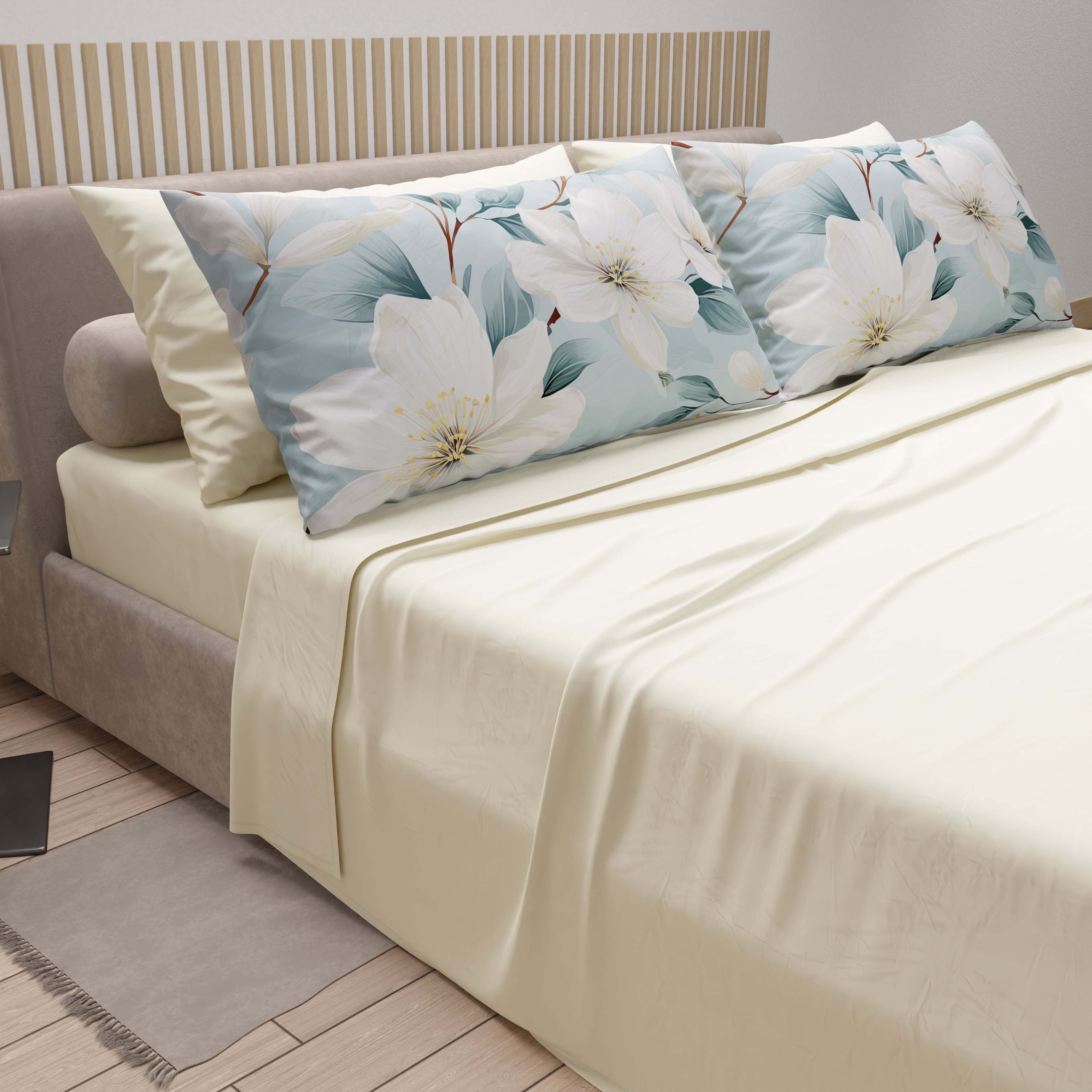 Set Copripiumino King Size Lemfux 100% Cotone – 3 Pezzi (259x228 Cm + 2 Federe), Motivo Tropicale Foglie Di Palma Reversibile, Leggero E Traspirante Per Tutte Le Stagioni