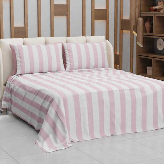 Copriletto Estivo, Coperta Leggera, con Federe Le Righe Cipria Chiaro
