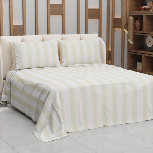 Copriletto Estivo, Coperta Leggera, con Federe Le Righe Beige