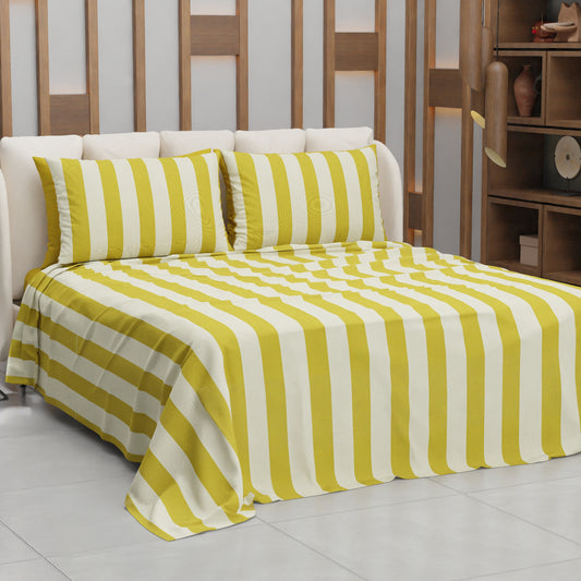 Copriletto Estivo, Coperta Leggera, con Federe Le Righe Giallo Ocra