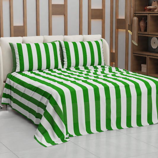 Copriletto Estivo, Coperta Leggera, con Federe Le Righe Verde Scuro