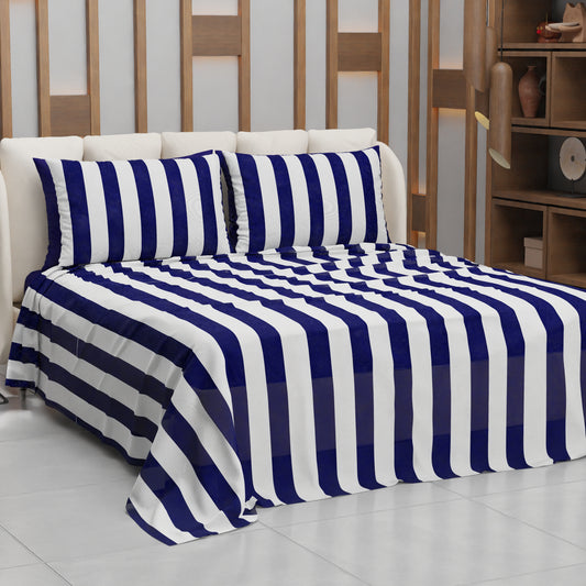 Copriletto Estivo, Coperta Leggera, con Federe Le Righe Blu Notte