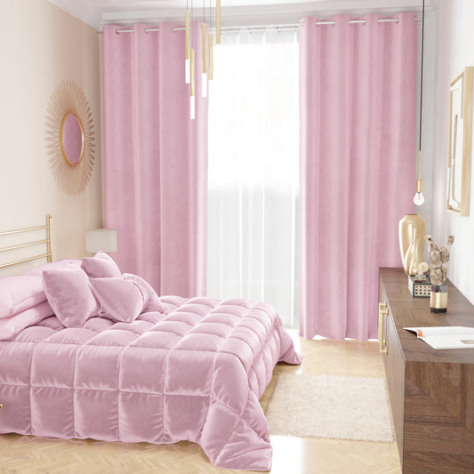Tenda a Pannello in Velluto per Interni con Anelli, 140x280 cm, Rosa