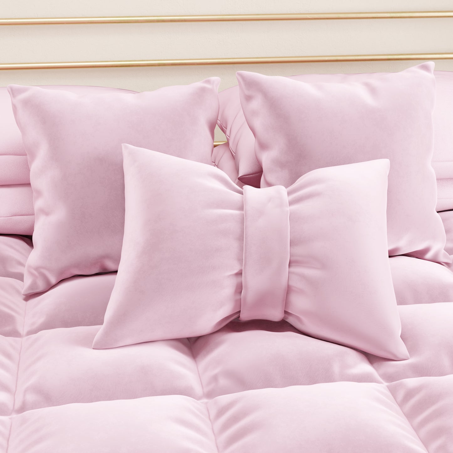Cuscino Arredo Fiocco in Velluto 40x50 cm, Cuscino divano Rosa