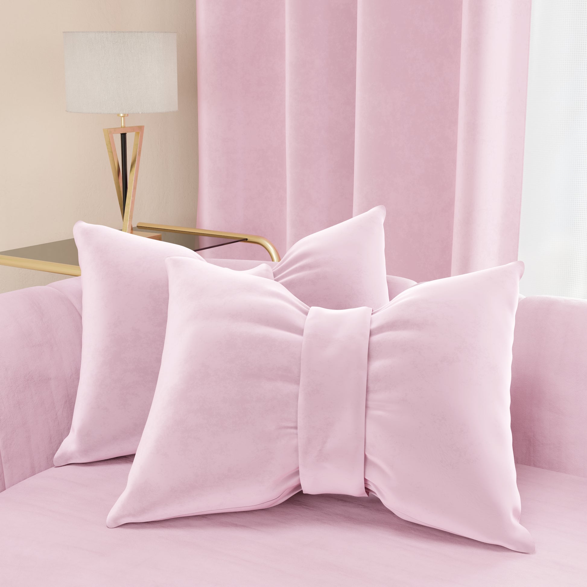 Set di 2 cuscini velluto a coste rosa 43 x 43 cm MILLET Set di 2 cuscini velluto a coste rosa 43 x 43 cm MILLET