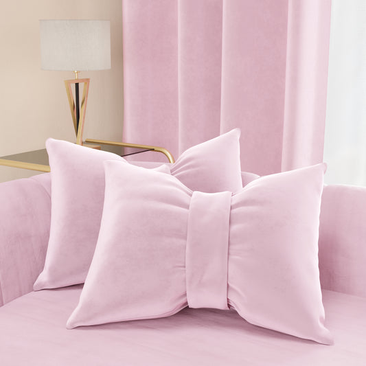 Cuscino Arredo Fiocco in Velluto 40x50 cm, Cuscino divano Rosa