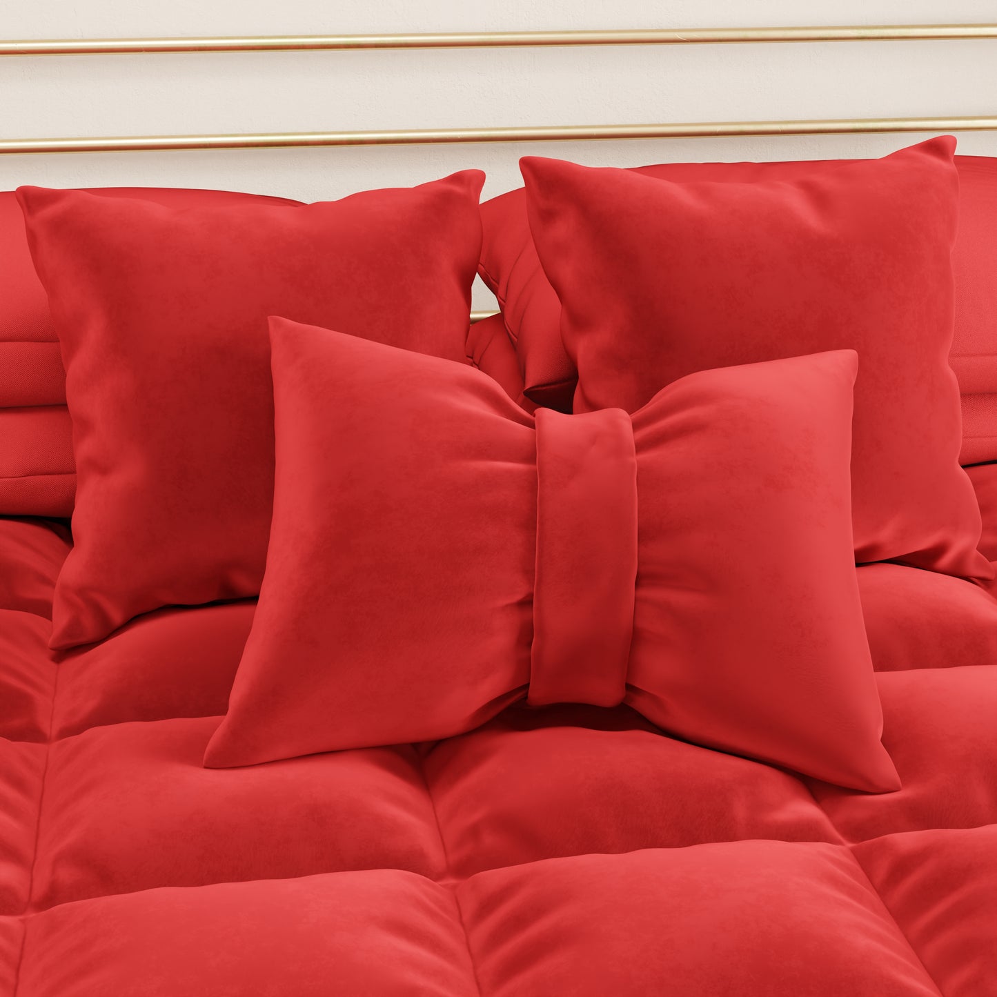Cuscino Arredo Fiocco in Velluto 40x50 cm, Cuscino divano Rosso