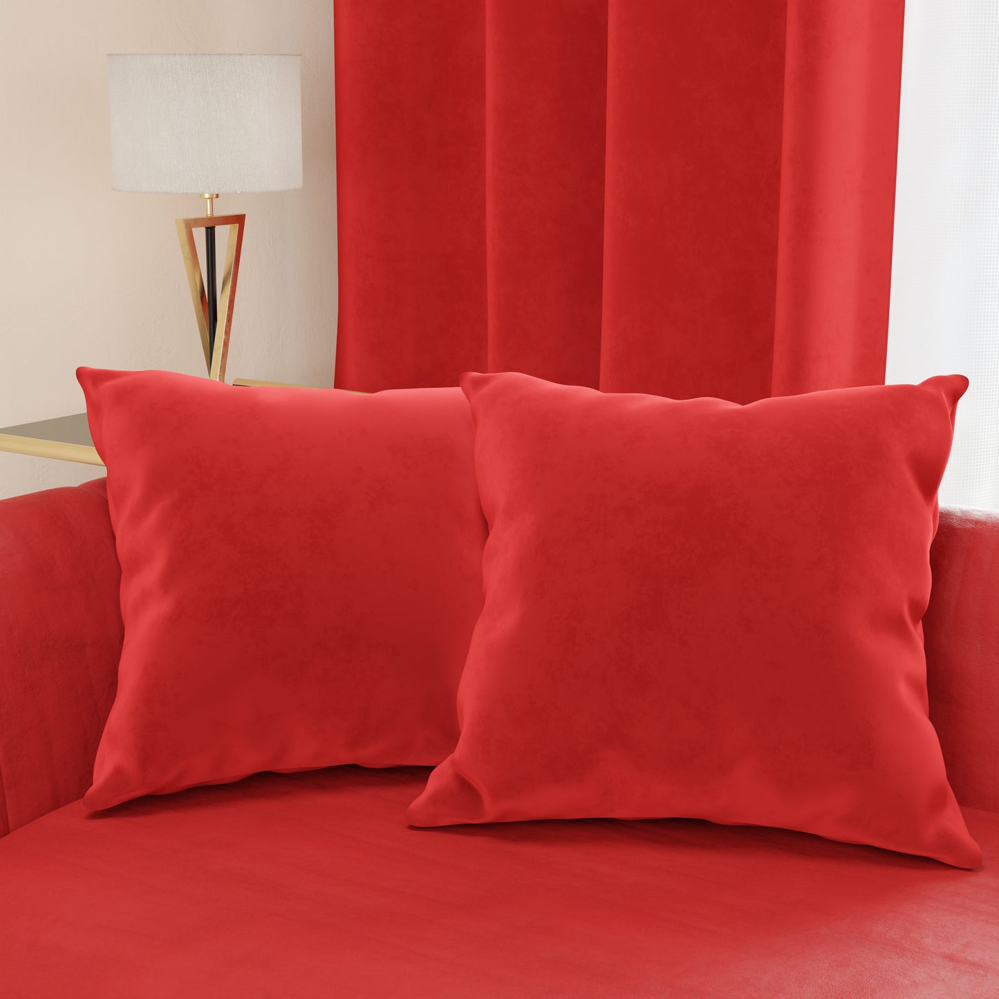 Cushions, Sofa Cushion Covers, Furnishing Cushions in Red Velvet 2pcs