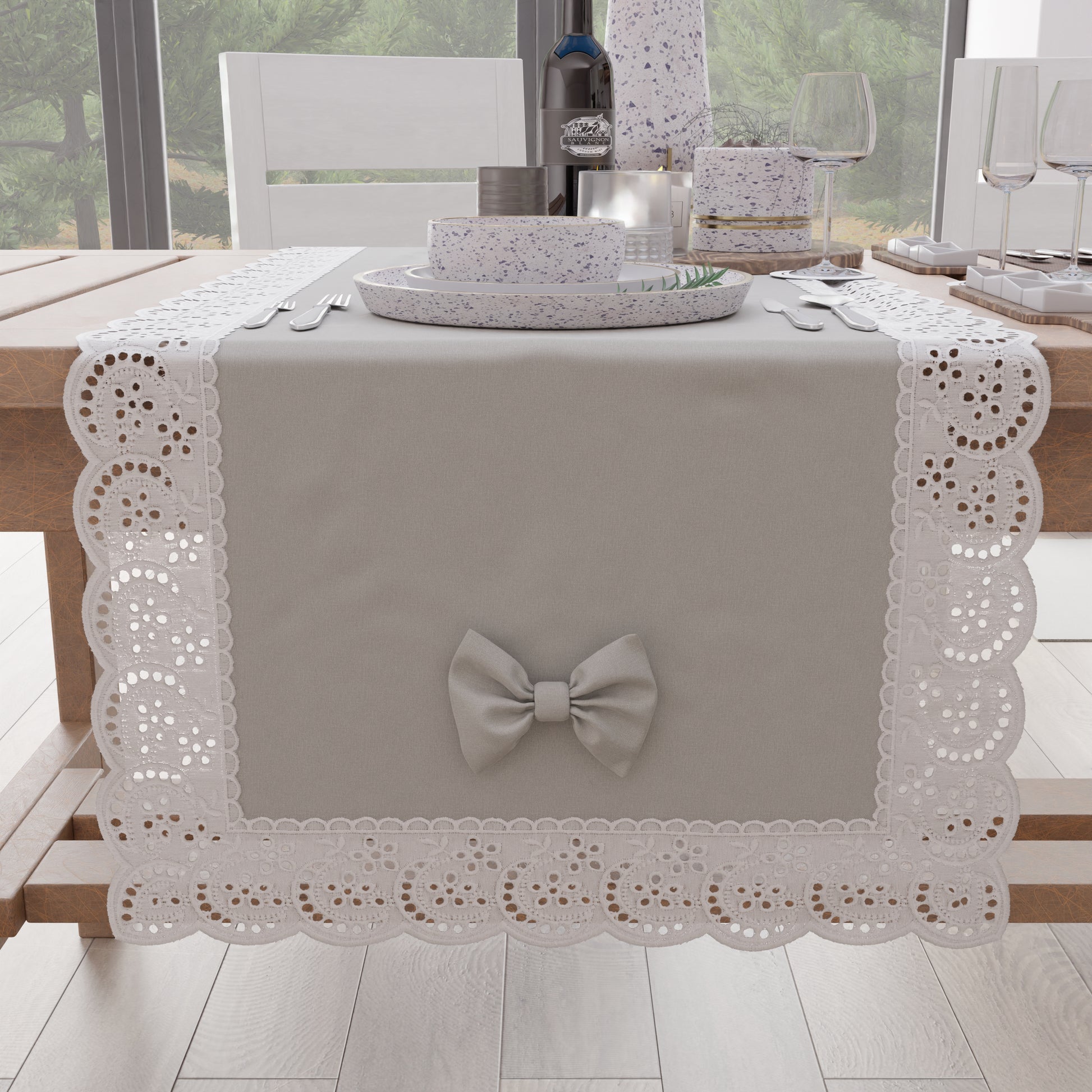 Elegante runner da tavola in pizzo beige country, decorazione da tavolo vintage per casa colonica, tovaglia a rete cava in pizzo all'uncinetto per Elegante runner da tavola in pizzo beige country, decorazione da tavolo vintage per casa colonica, tovaglia a rete cava in pizzo all'uncinetto per