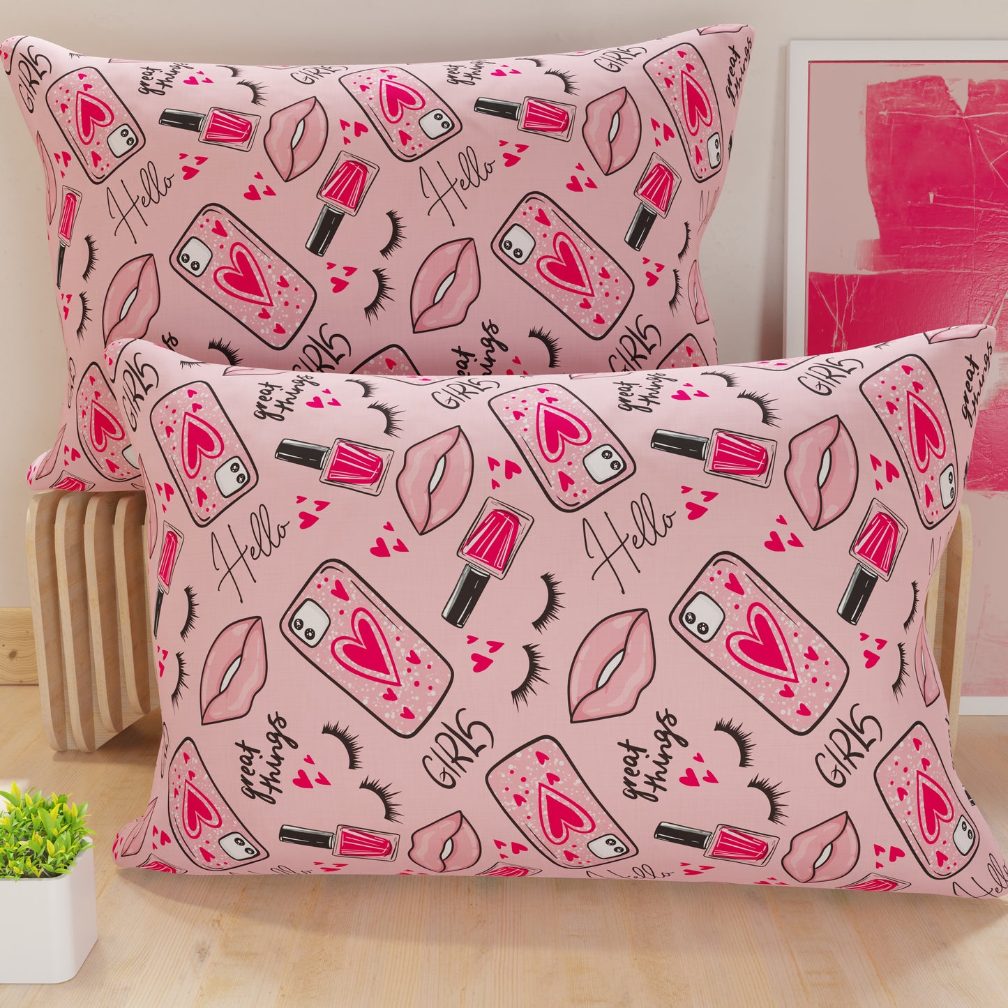 Digitally Printed Cushion Covers, Pink Lipstick