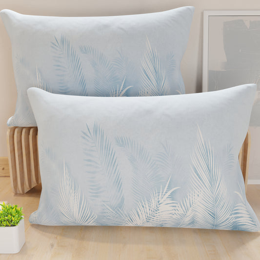 Pillowcases, Cushion Covers in Digital Print, Light Blue Leaf