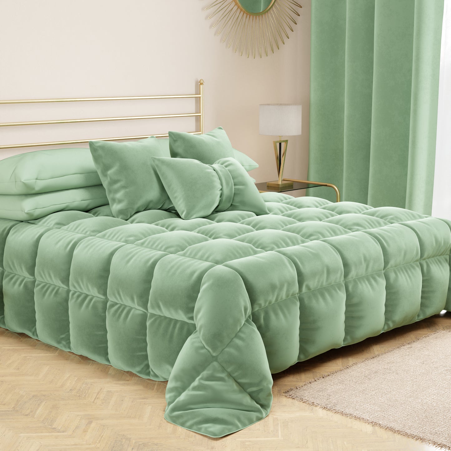 Sofa Cushions, Sage Bow Velvet Furnishing Cushions 1pc