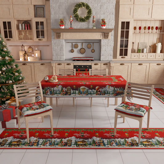 Centre de Table de Noël pour Cuisine en Impression Numérique Santa Village