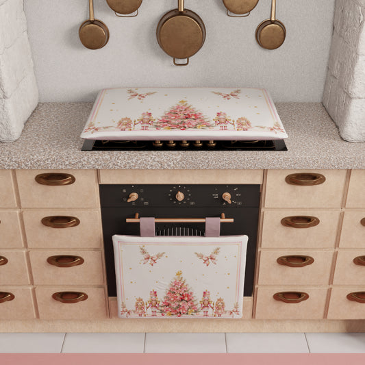 Coprifornello Natalizio Coprifuochi Cucina in Stampa Digitale Schiaccianoci Rosa