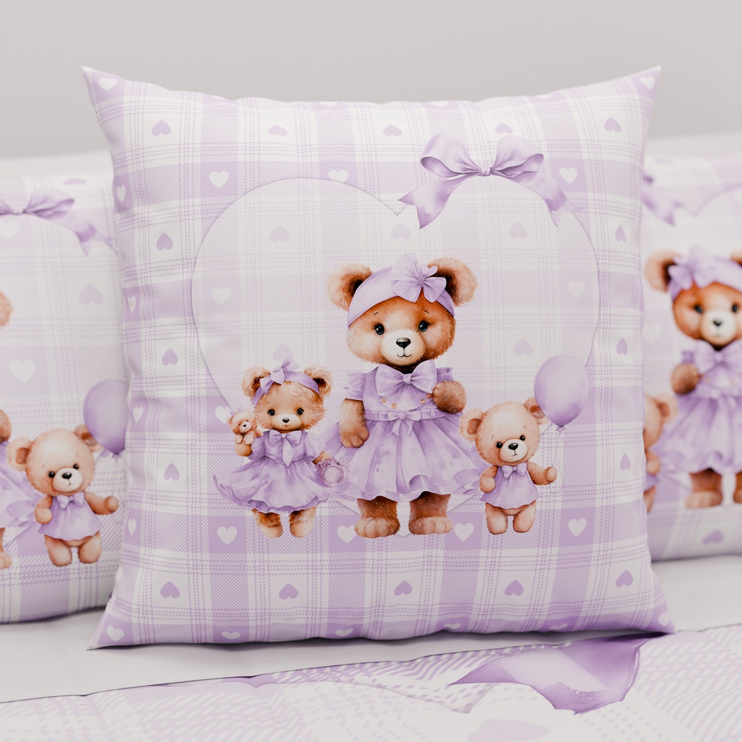 Cuscini, Copricuscini Divano, Cuscini Arredo in Stampa Digitale Teddy Love Lilla