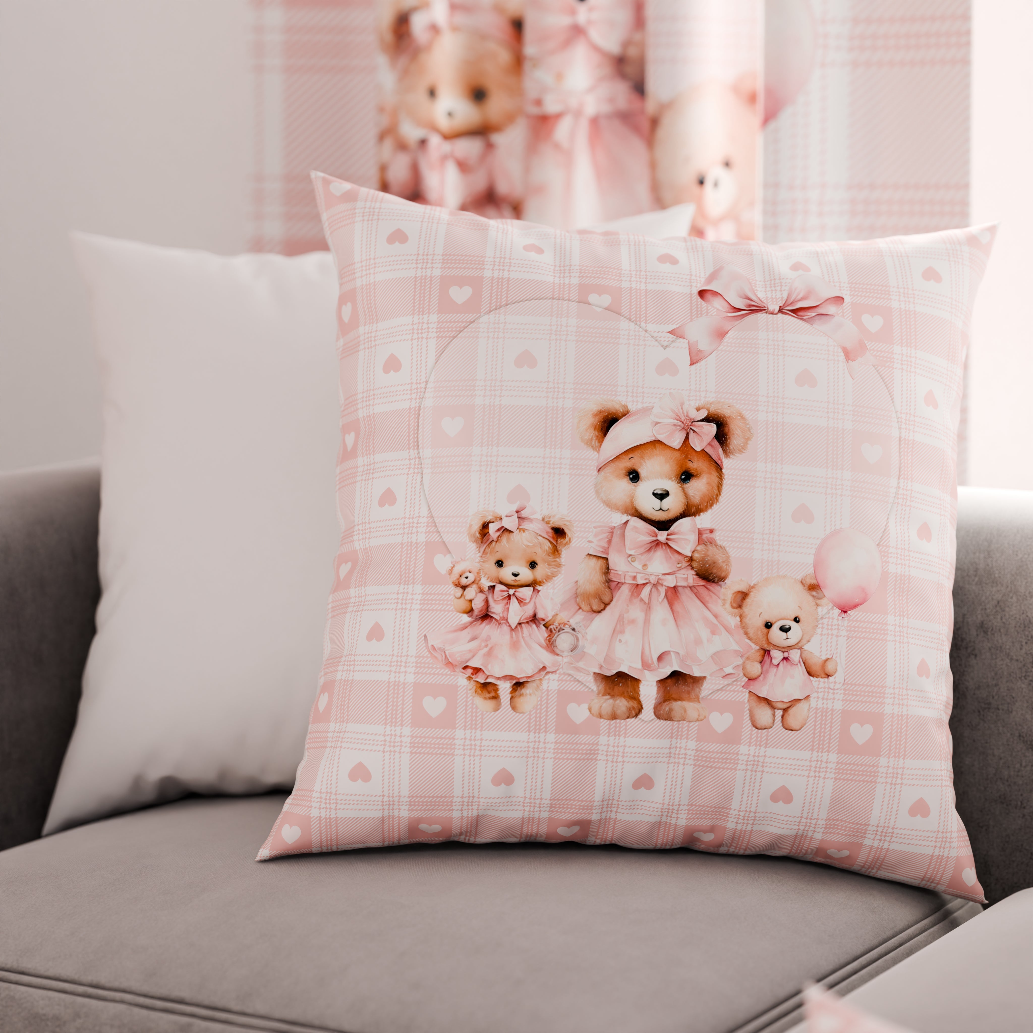 PETTI Cuscini, Copricuscini Divano, Cuscini Arredo in Stampa Digitale Teddy Love Rosa