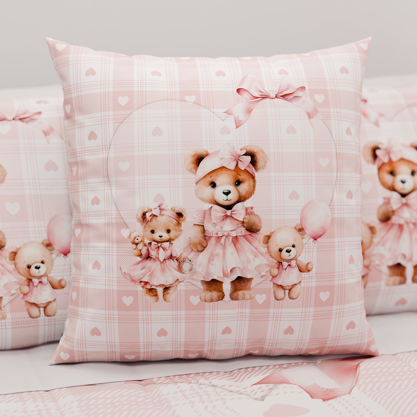 Cuscini, Copricuscini Divano, Cuscini Arredo in Stampa Digitale Teddy Love Rosa