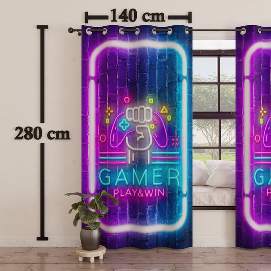 Rideau décoratif intérieur à panneaux avec anneaux Gamer