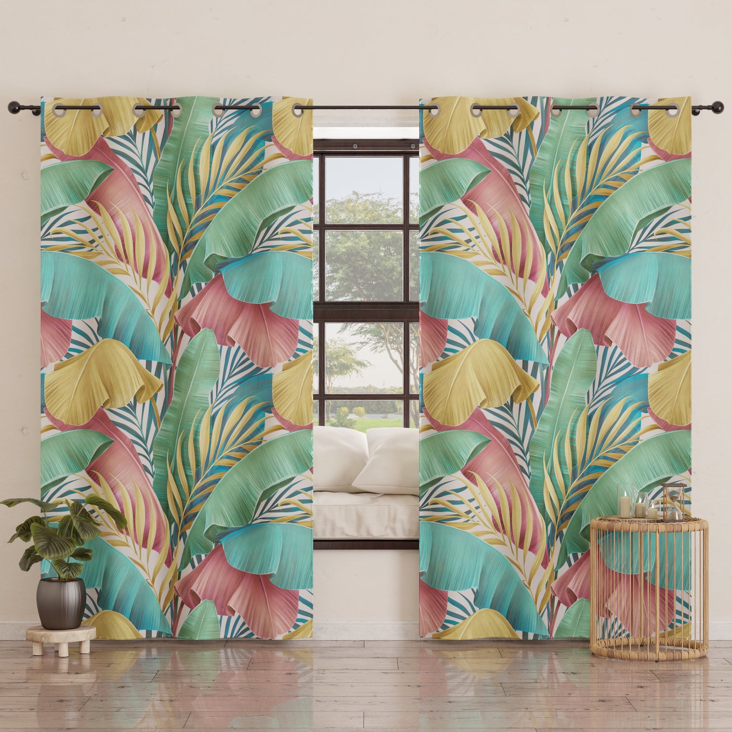 Tenda Arredo da Interno a Pannelli con Anelli Tropical Multicolor