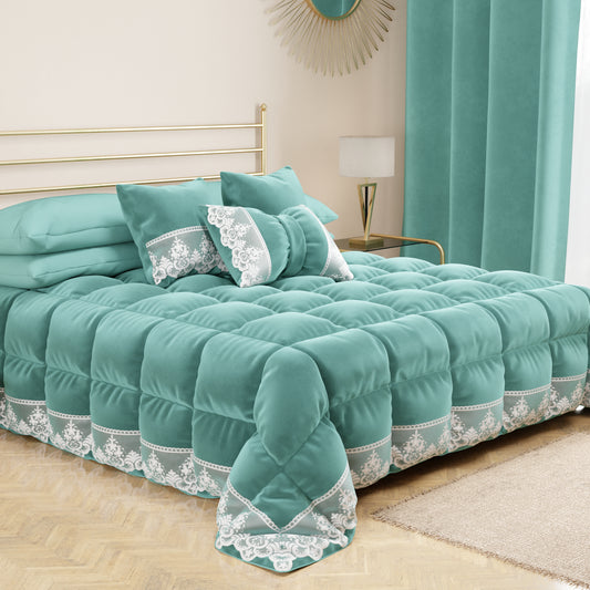 Coussins décoratifs en velours avec volant et dentelle rebrodée 2 pcs, coussins de canapé Tiffany By Sissy