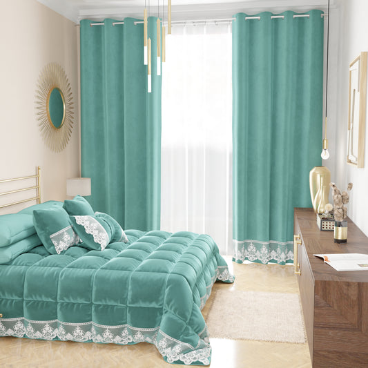 Rideau panneau en velours pour intérieur avec anneaux et dentelle rebrodée, 140x280 cm, Tiffany par Sissy