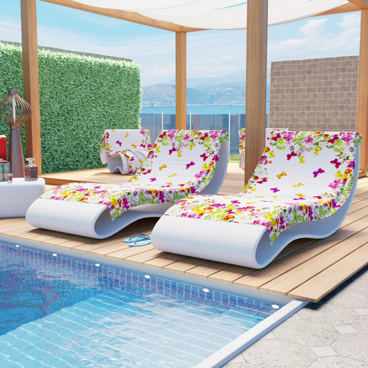 Serviette de plage en microfibre, serviette de plage, serviette pour transat, papillons