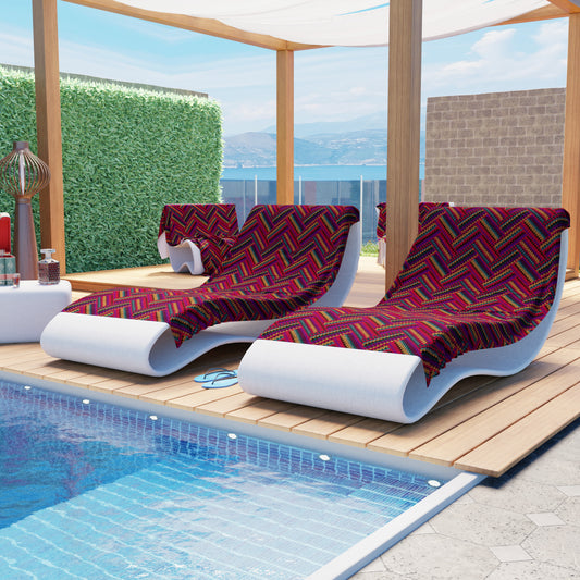 Serviette de plage en microfibre, serviette de plage, serviette pour transat, Rayures Bordeaux