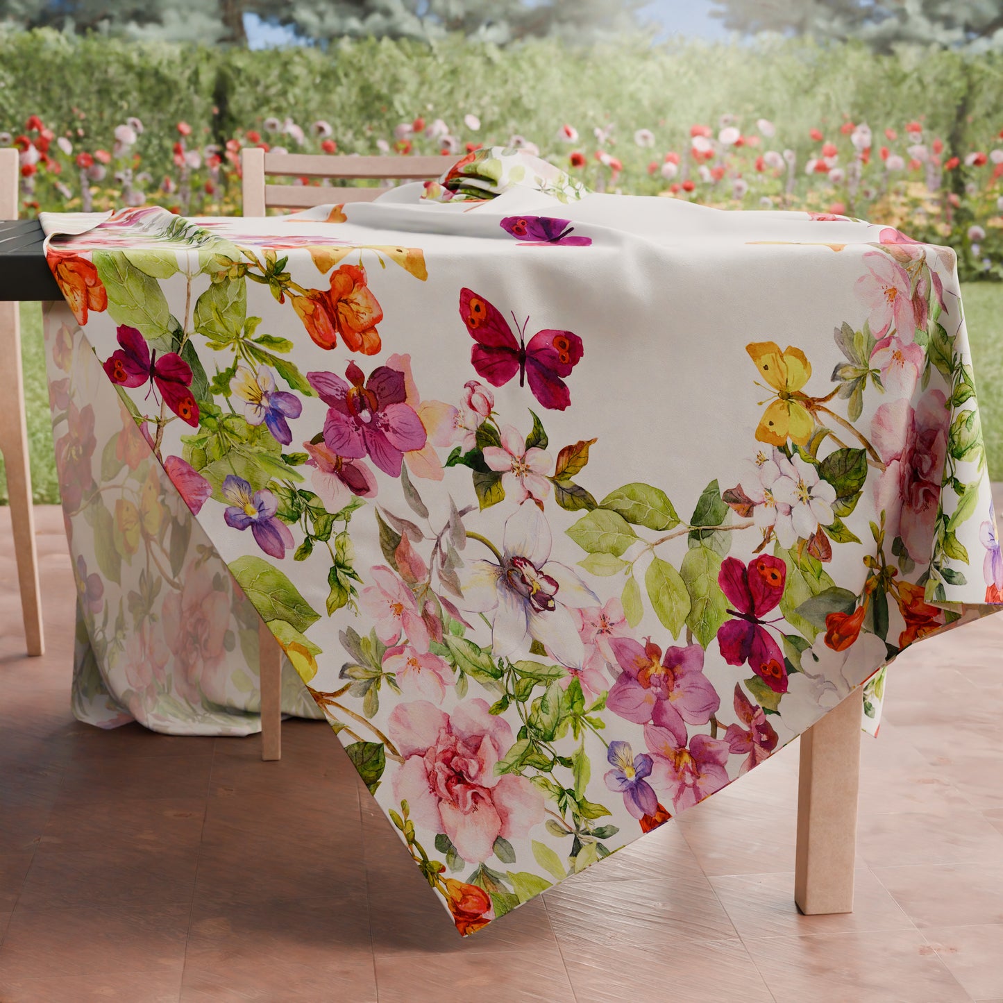 Stain-resistant tablecloth, kitchen table cover, butterflies