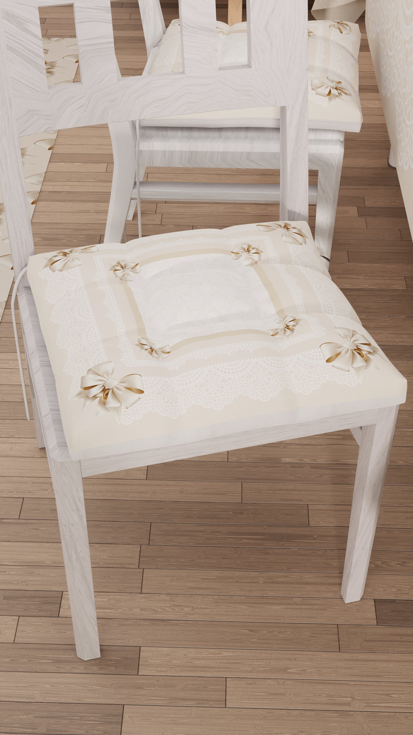 Coussins de chaise 6 pièces housse de chaise à nœud beige