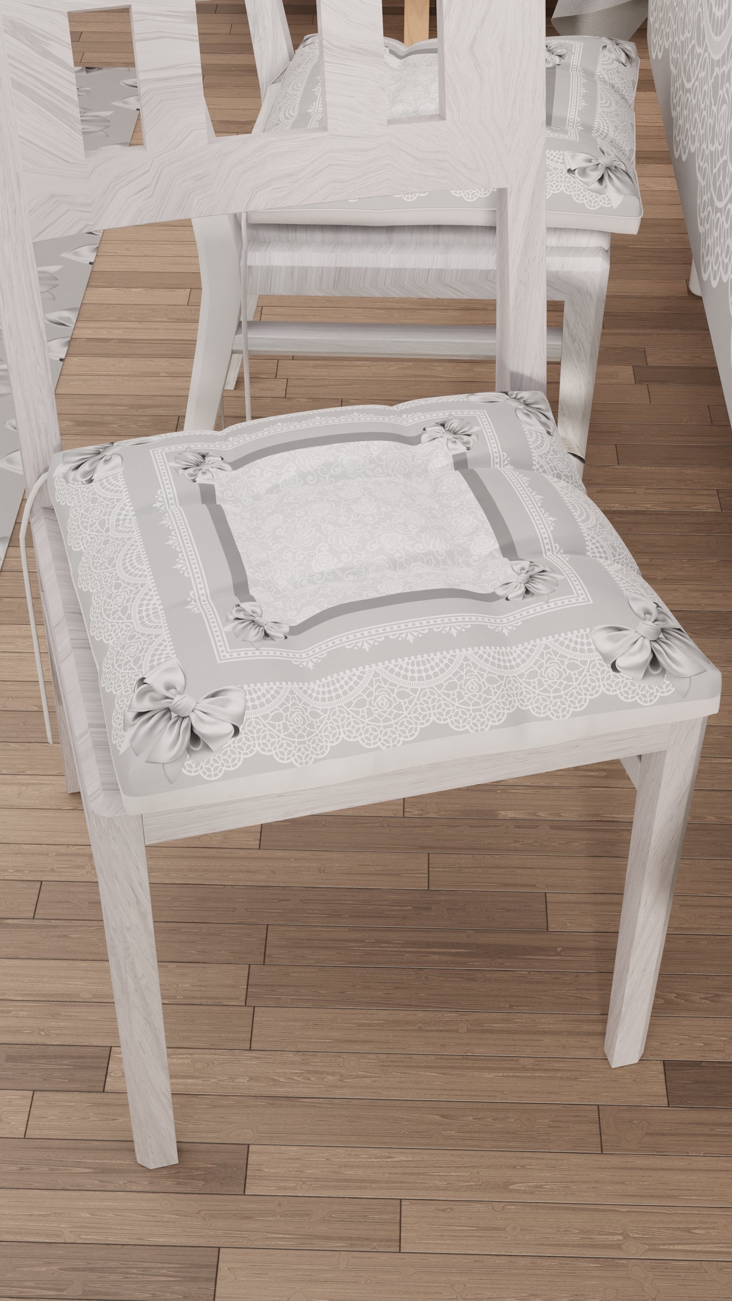 Coussins de chaise 6 pièces, housse de chaise à nœud gris