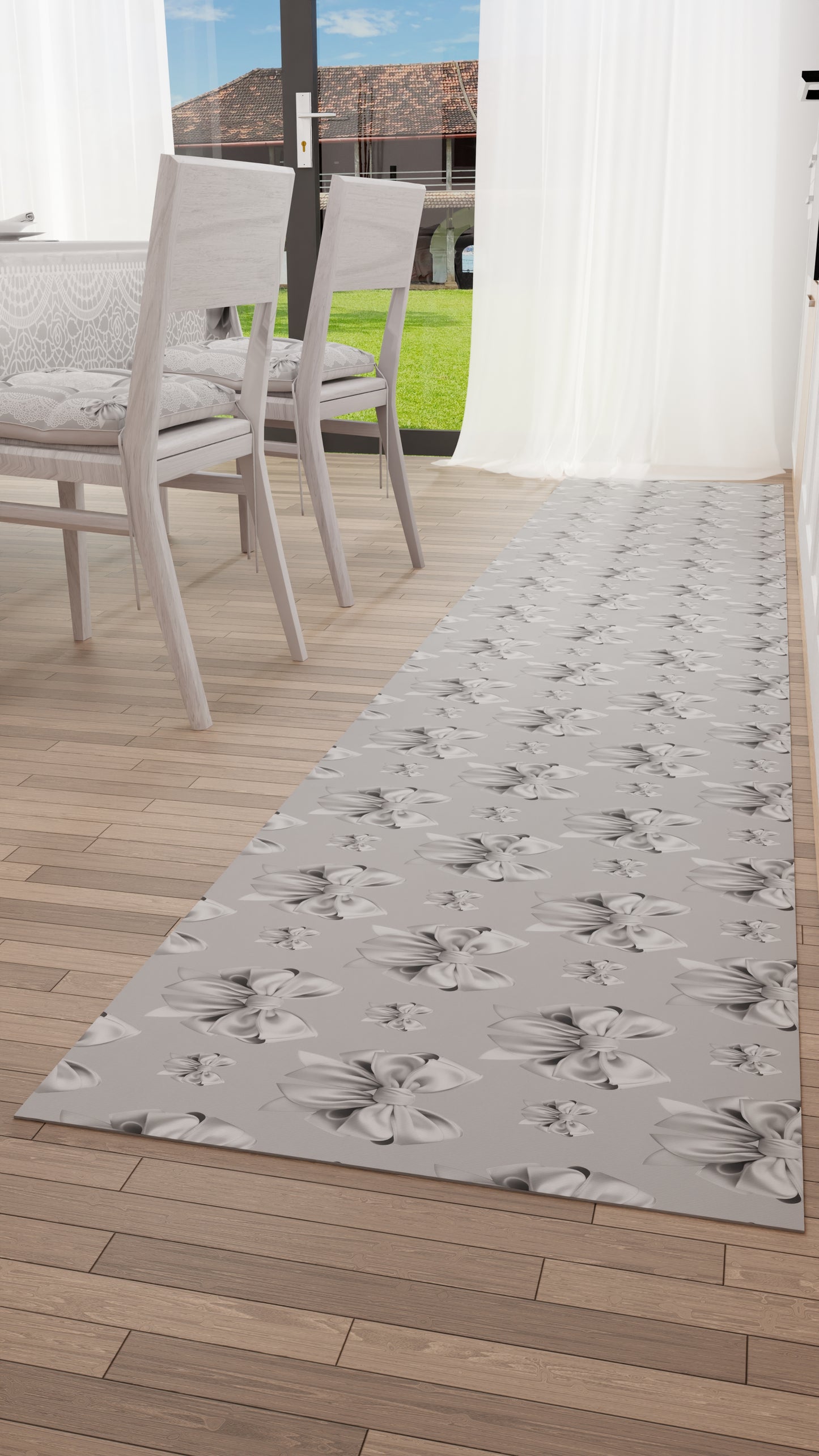 Non-Slip Kitchen Rug Washable Kitchen Rug, Gray Bow Kitchen AVAILABLE IN SEPTEMBER