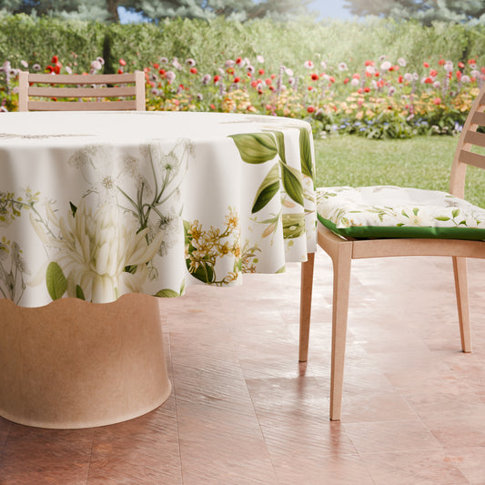 Nappe ronde élégante anti-taches - Idéale pour cuisine et salle à manger - Florale