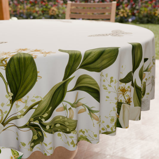 Nappe ronde élégante anti-taches - Idéale pour cuisine et salle à manger - Florale
