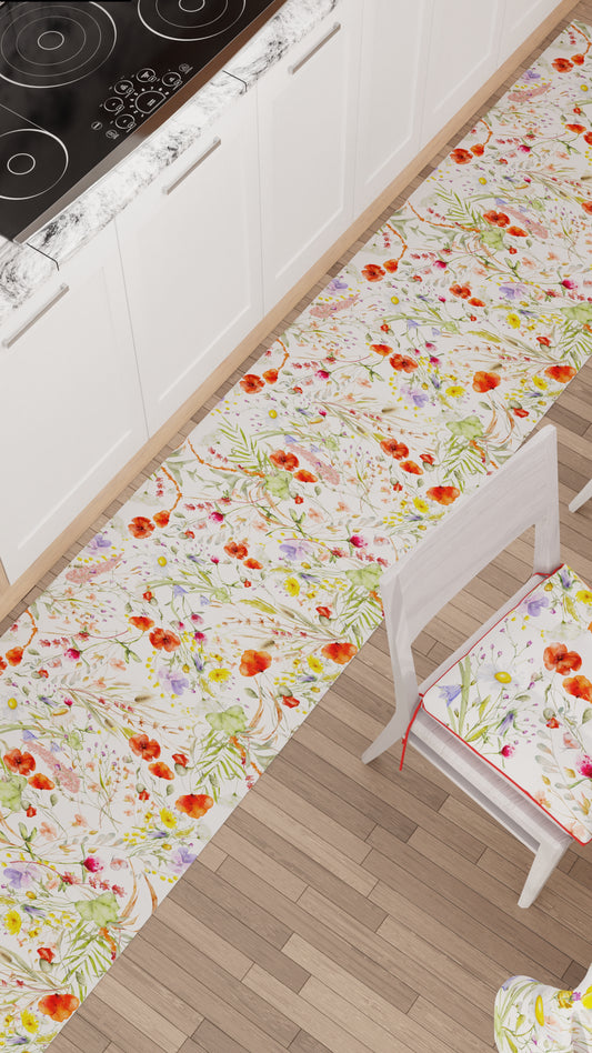 Non-slip kitchen rug, washable kitchen runner, floral-10
