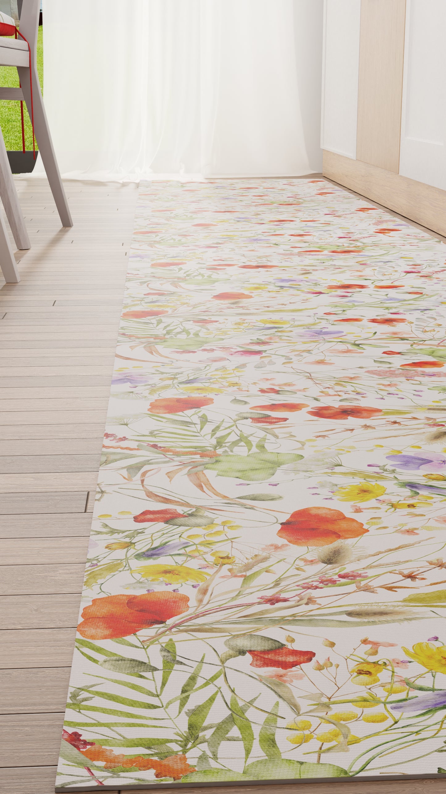 Non-slip kitchen rug, washable kitchen runner, floral-10
