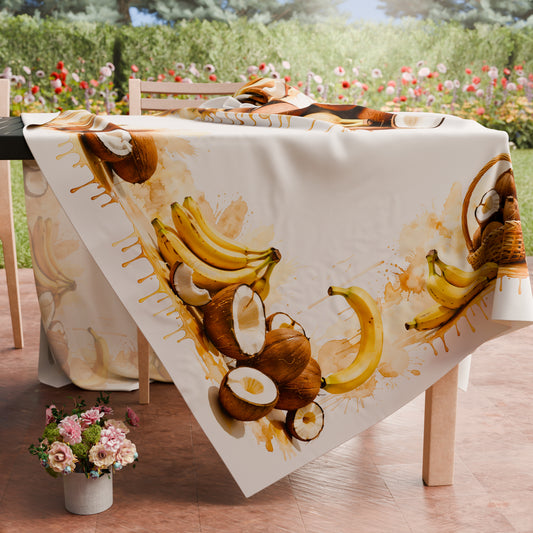 Nappe de table anti-taches, Housse de table de cuisine Fruit - Noix de coco et Banane