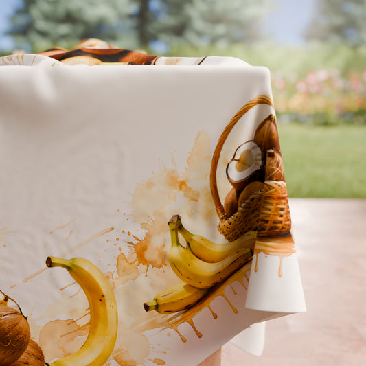 Nappe de table anti-taches, Housse de table de cuisine Fruit - Noix de coco et Banane