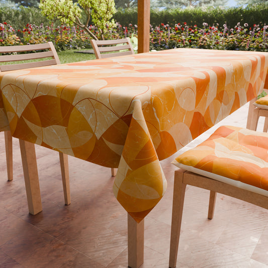 Tovaglia da tavola Antimacchia, Copritavolo da Cucina Geo - Cerchio Arancio