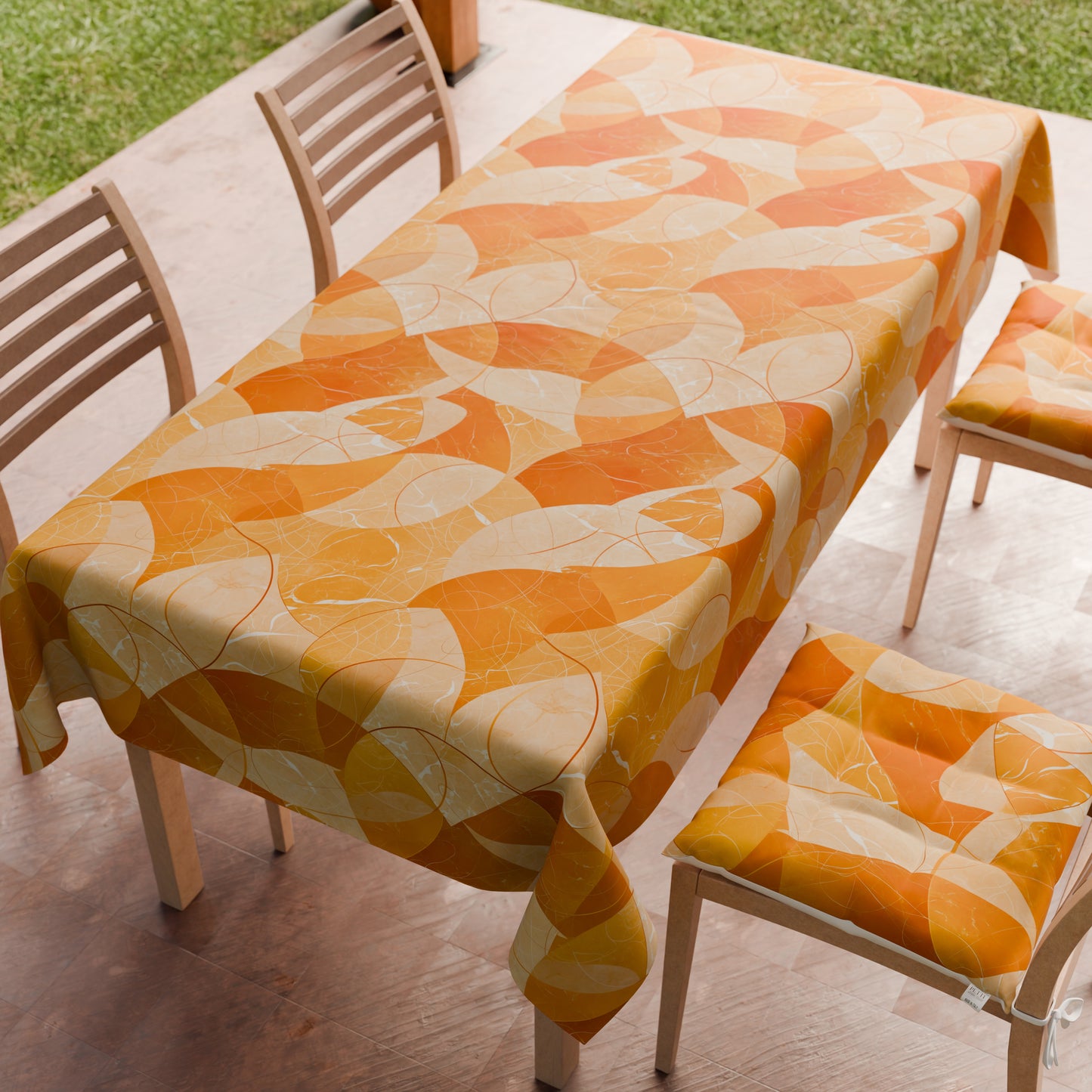 Tovaglia da tavola Antimacchia, Copritavolo da Cucina Geo - Cerchio Arancio