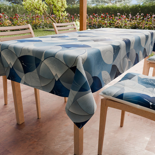 Tovaglia da tavola Antimacchia, Copritavolo da Cucina Geo - Cerchio Blu