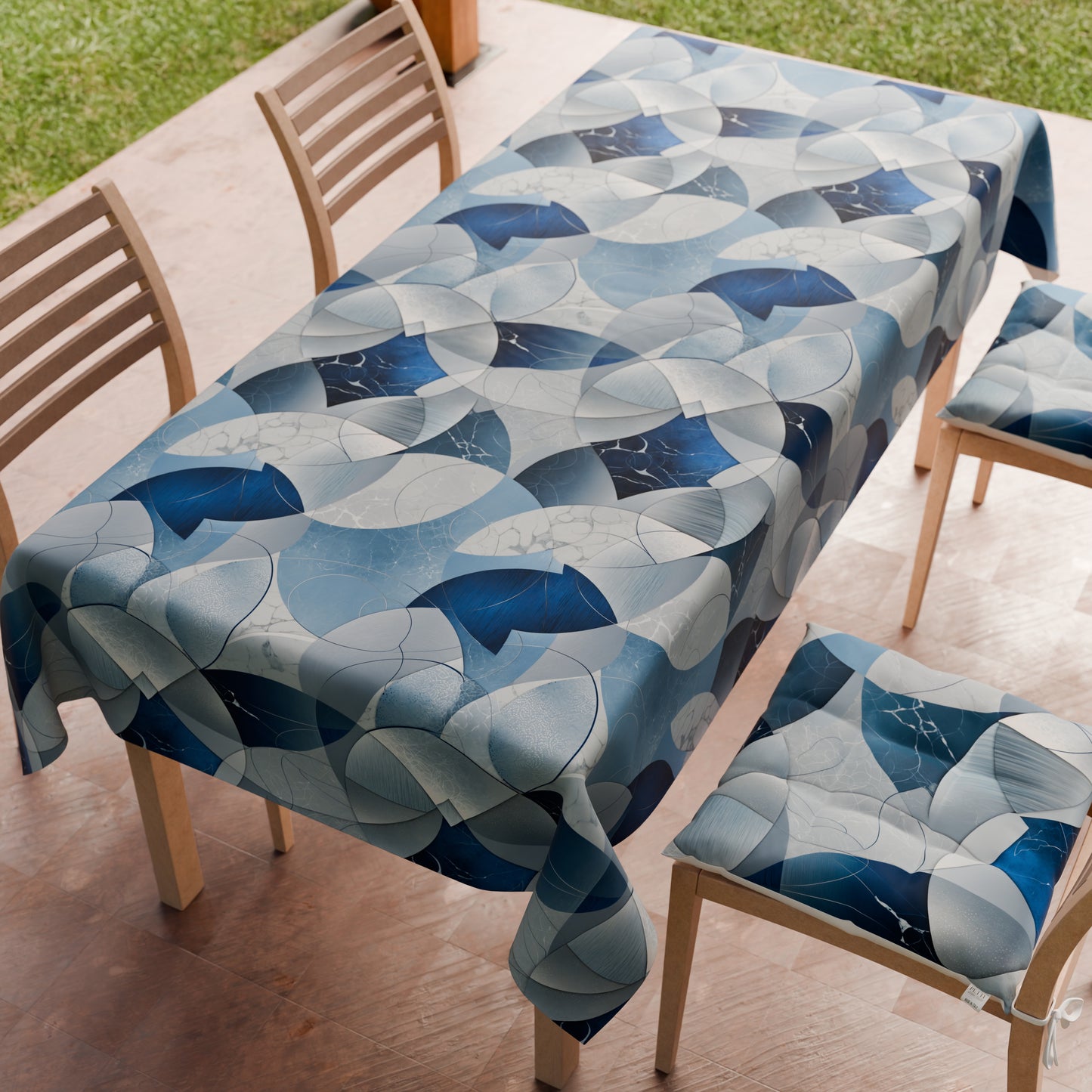 Tovaglia da tavola Antimacchia, Copritavolo da Cucina Geo - Cerchio Blu