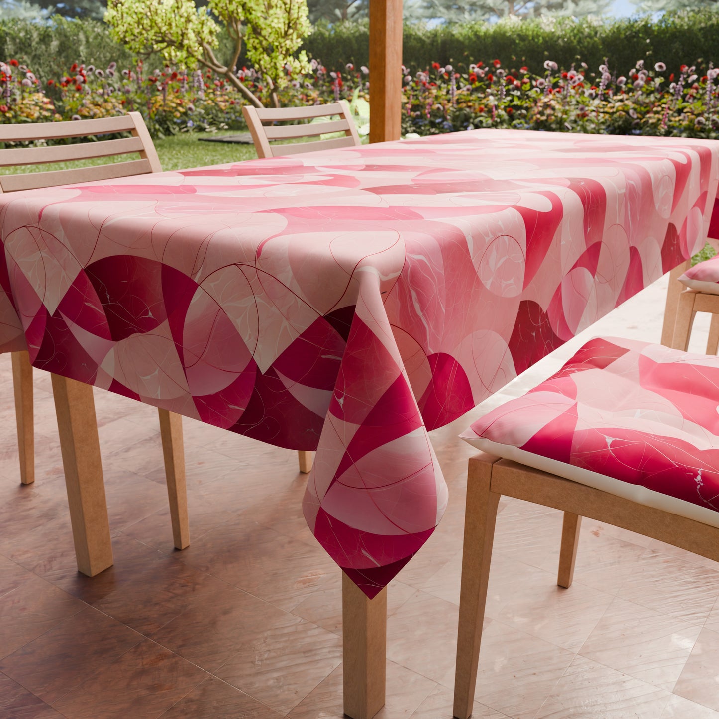 Tovaglia da tavola Antimacchia, Copritavolo da Cucina Geo - Cerchio Fucsia