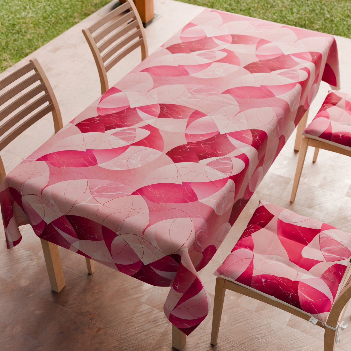 Tovaglia da tavola Antimacchia, Copritavolo da Cucina Geo - Cerchio Fucsia