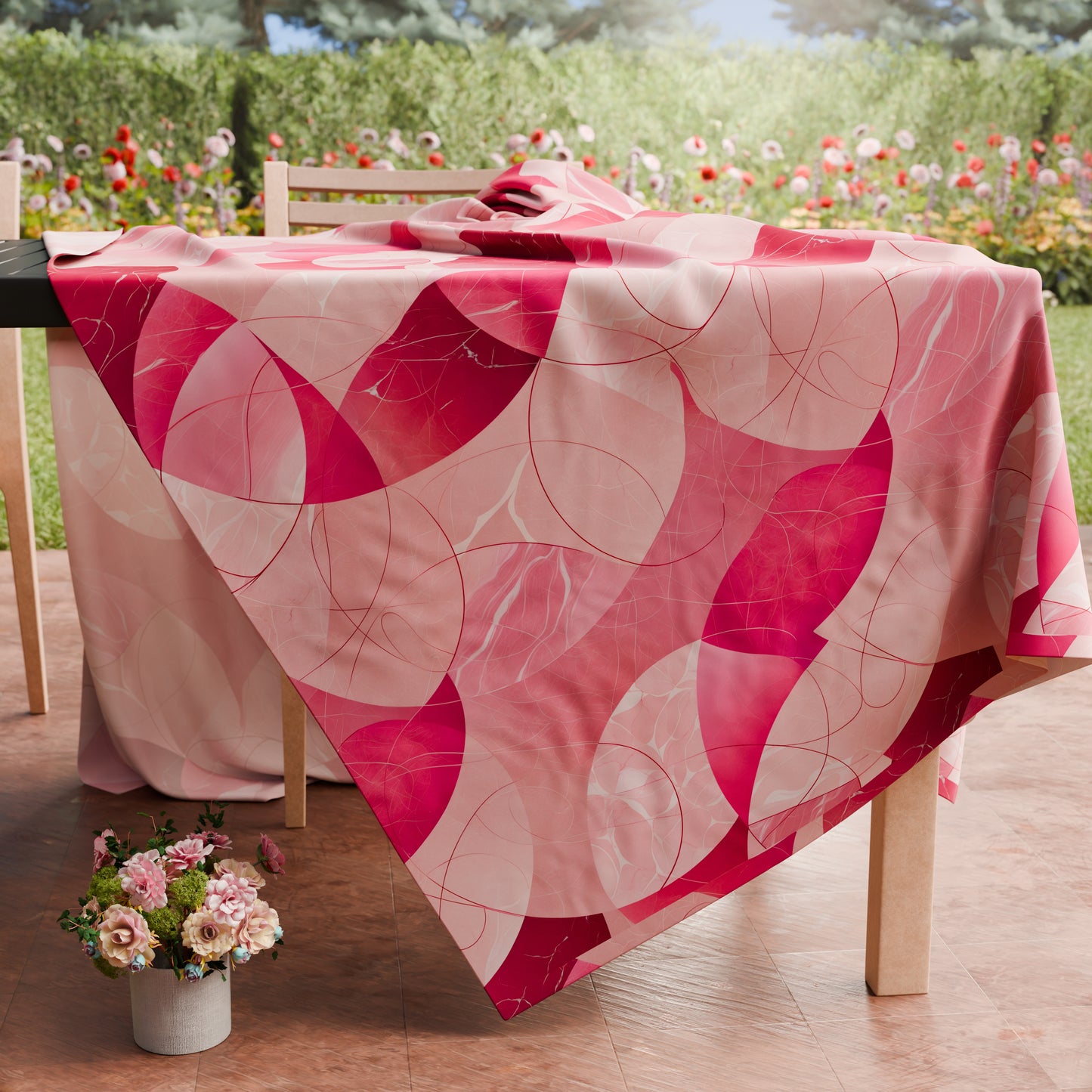 Tovaglia da tavola Antimacchia, Copritavolo da Cucina Geo - Cerchio Fucsia