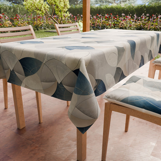 Tovaglia da tavola Antimacchia, Copritavolo da Cucina Geo - Cerchio Jeans