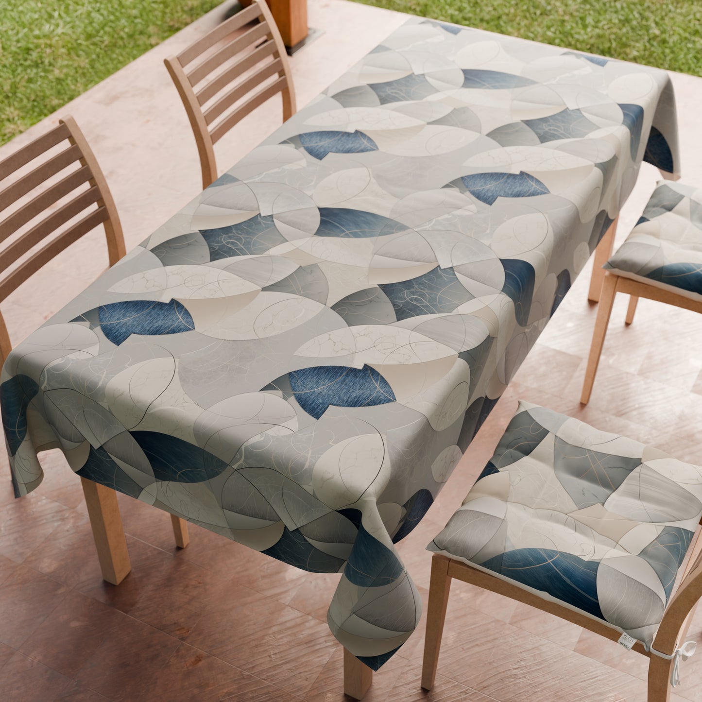 Tovaglia da tavola Antimacchia, Copritavolo da Cucina Geo - Cerchio Jeans