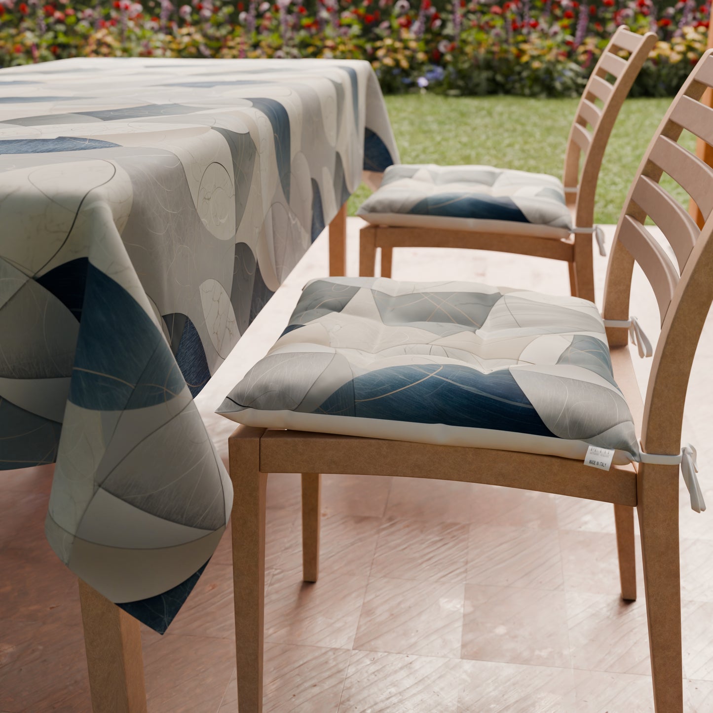 Cuscini per Sedie Coprisedia 6 Pezzi Geo - Cerchio Jeans