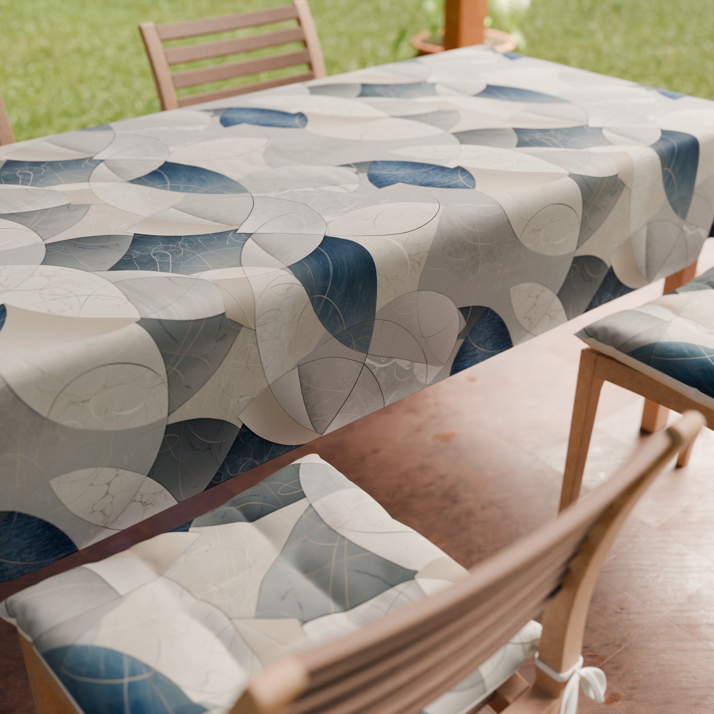 Cuscini per Sedie Coprisedia 6 Pezzi Geo - Cerchio Jeans